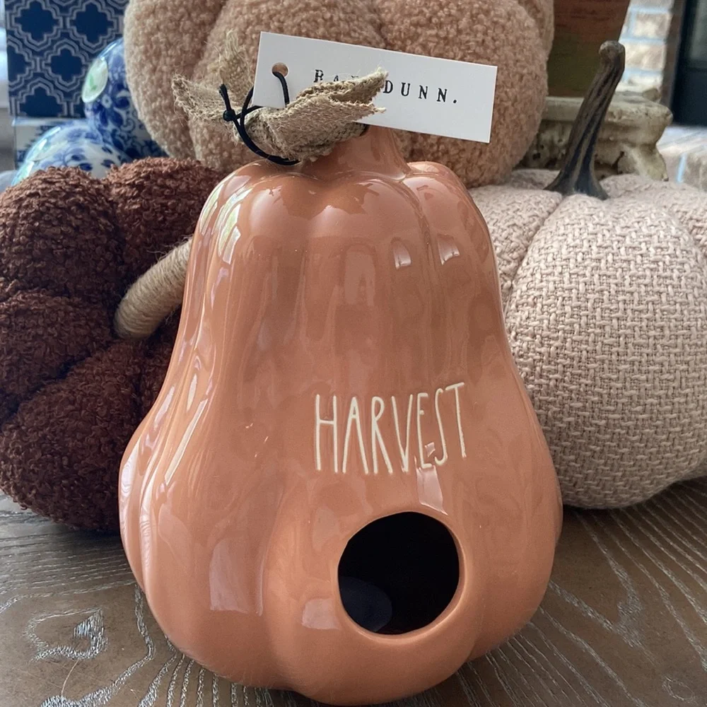 NEW! Rae Dunn Ceramic Farmhouse Harvest Gourd Pumpkin Birdhouse